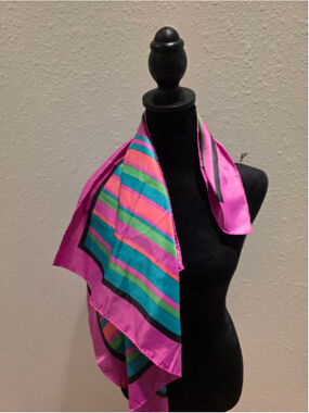 Women's Unbranded Pink Multicolor Striped Scarf One Sizewe
